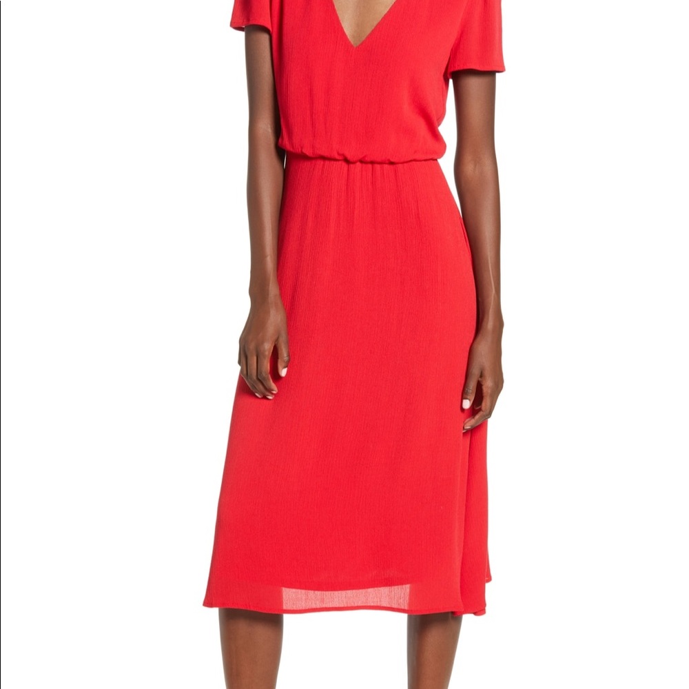 Coral short sleeved linen like fabric dress! NWT